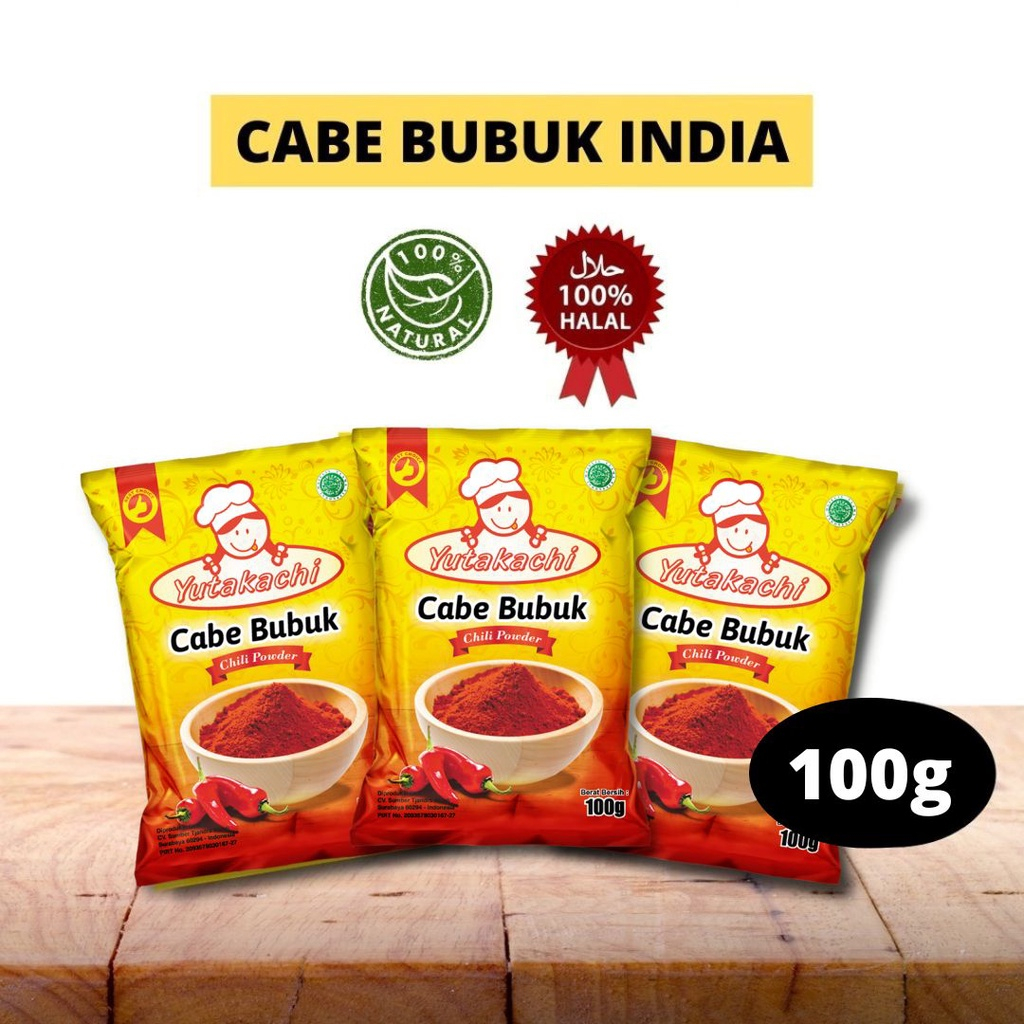 

Cabe Bubuk 100 Gram Yutakachi / Chili Powder / Bubuk Cabai Kering / Bumbu Tabur / Rempah Alami