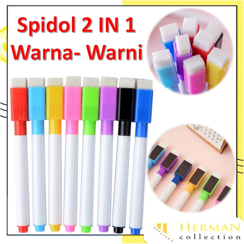 

HC Spidol Papan Tulis Mini Magnet White Board Sepidol Kecil Mini Magnetik Warna Warni Penghapus Wipe And Clean Whiteboard Magnetic Marker Anak Anak Spidol 2 IN 1 t