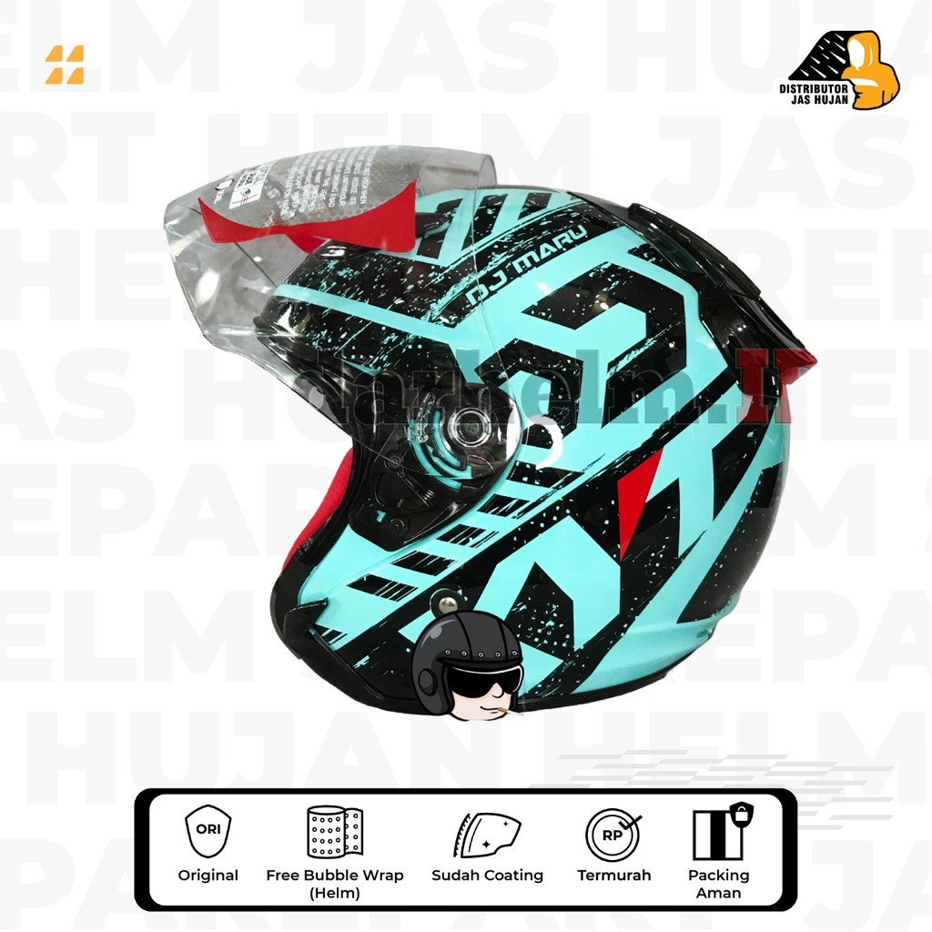 Helm KYT DJ Maru Motif #16 Ice Blue