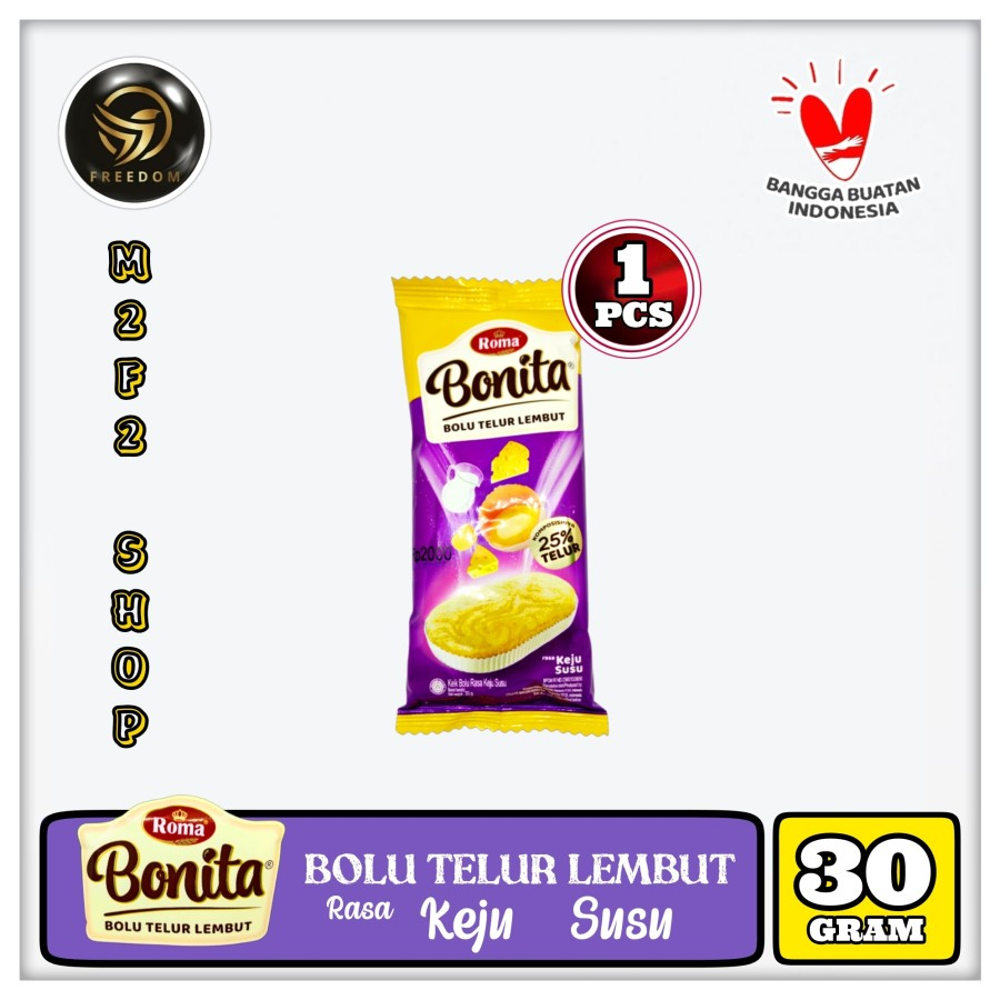 

Roma Bonita Cake Bolu Telur Lembut Rasa Keju Susu - 30 gr (Kemasan Satuan)