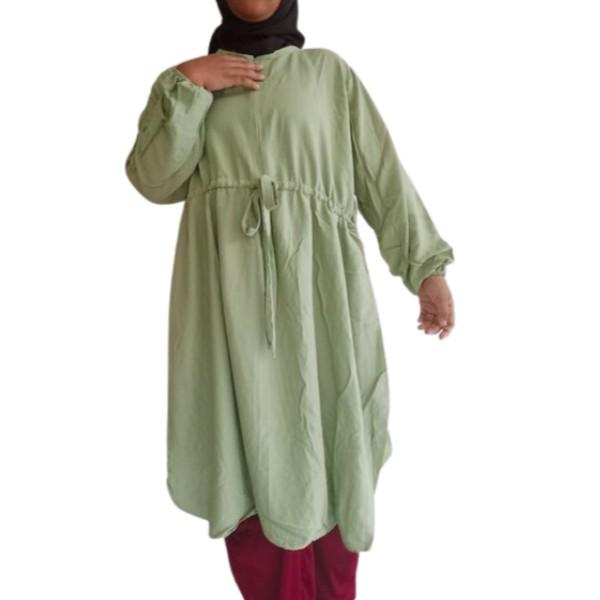 LONG TUNIK POLOS RAYON SERUT DEPAN BLOUSE PANJANG DI BAWAH LUTUT PART 2