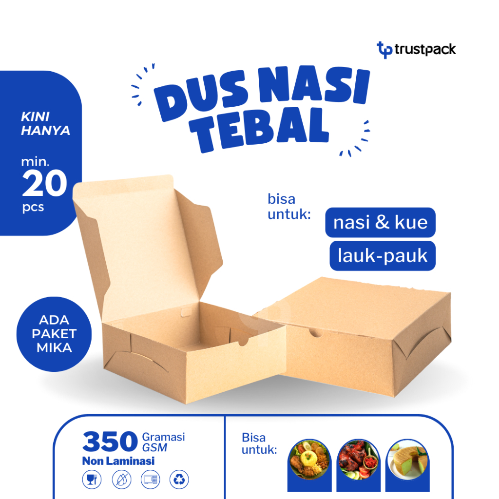 

DUS NASI 20x20 KOTAK NASI KRAFT PAPER / COKLAT PALING TEBAL 350 GSM