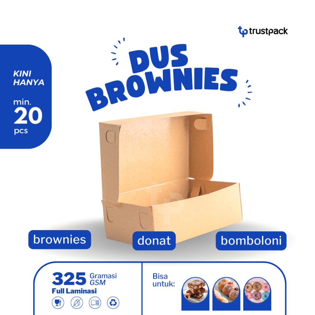 

BOX DUS KARDUS KOTAK BROWNIES ROTI MARTABAK 22x14x7,5 KRAFT LAMINASI