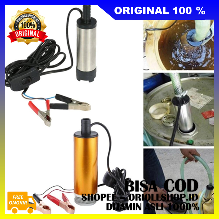 Pompa Air Listrik Portable Pompa Air Celup Mini Portable 12V Diesel Pump Mini Oli Minyak 100% ASLI