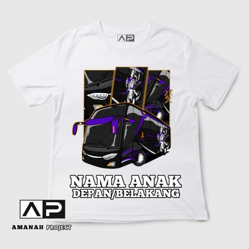 Kaos Anak Custom Gambar Bus Mania Baju Jet Bus Haryanto  { FREE NAMA }