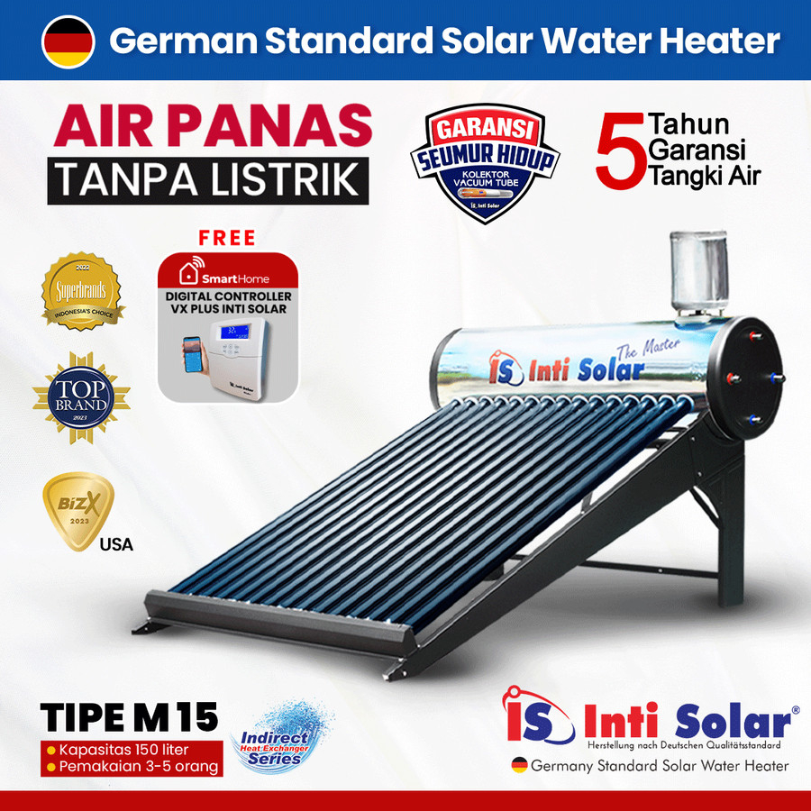 Inti Solar Master 150LTR Pemanas Air Surya, Kapasitas 150 Liter, Baja Berwarna Campuran
