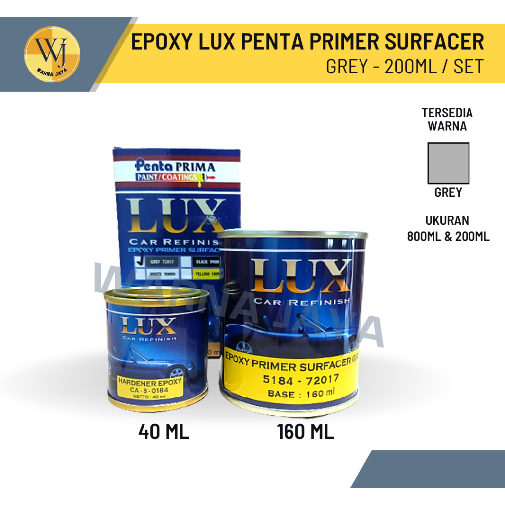 Epoxy Lux Primer Surfacer Abu Abu 200 ML / Cat Lapis Dasar / Epoxy Lux Primer Grey 200ML