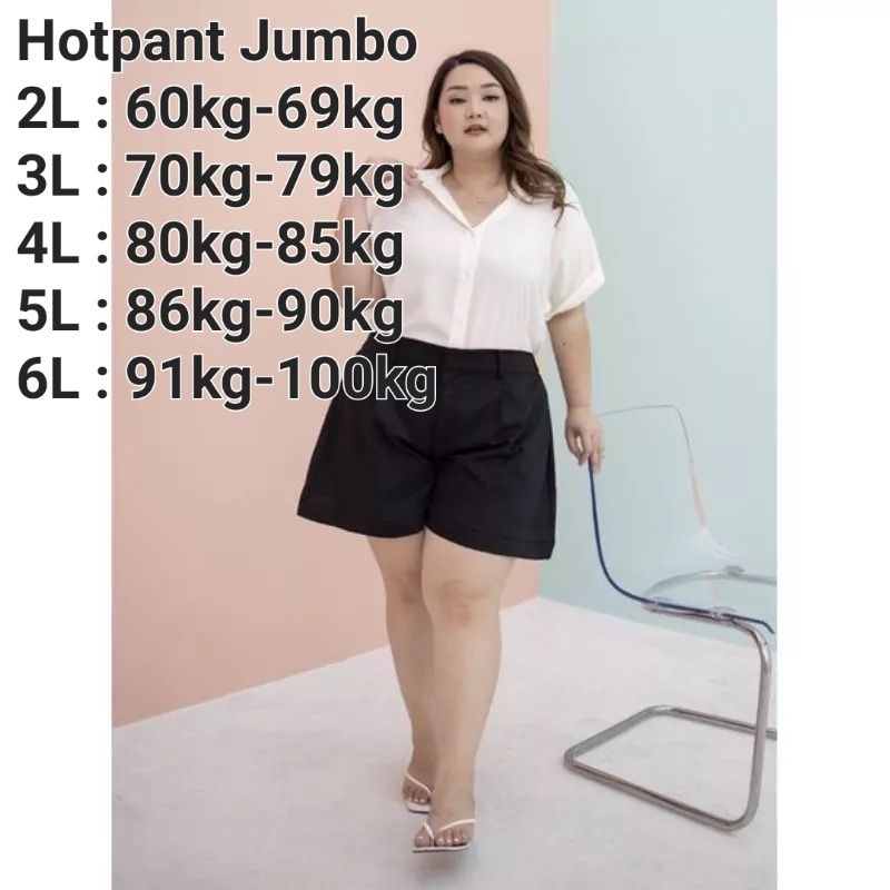 CELANA PENDEK WANITA JUMBO PREMIUM BIG SIZE HOTPANTS POLOS KOREAN STYLE