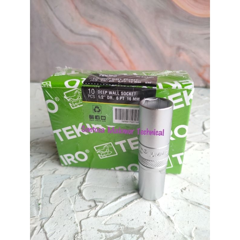 TEKIRO 1/2" 16 MM Mata Kunci Sock Sok Panjang Deep Wall 16mm 6PT 12PT