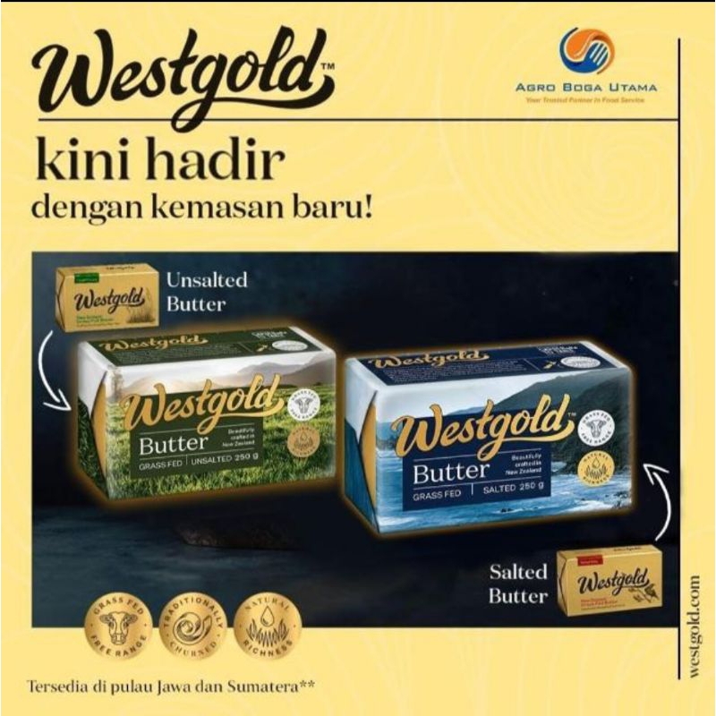 

GRA WESTGOLD Unsalted Butter New Zealand 250 Gram Khusus Gojek Grab Instant Only