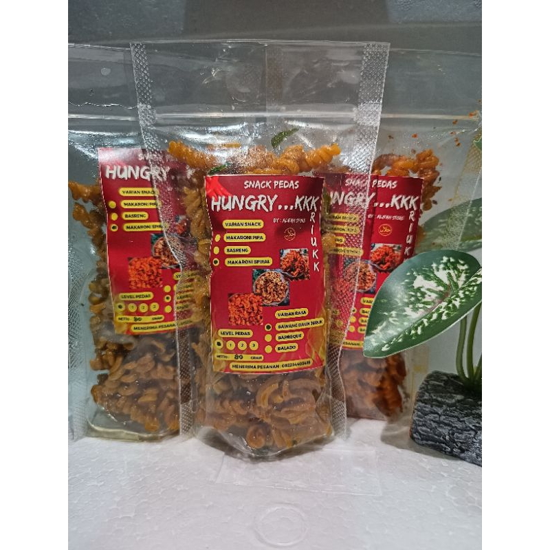 

Makaroni Spiral Ulir Bantat Pedas Hungry Kriuk pedas level 0-3 (Original, Bawang Daun Jeruk, Balado, Barbeque) 80 gram