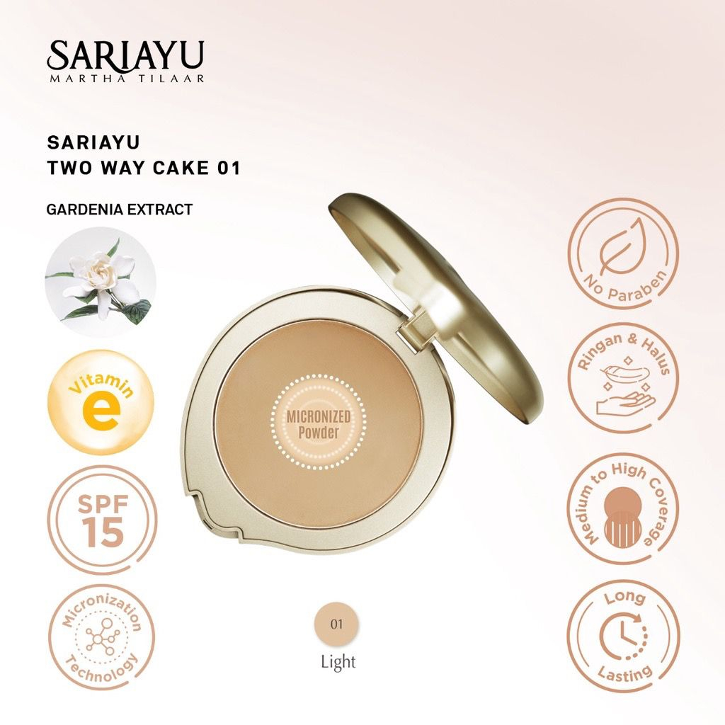 BPOM Sariayu Two Way Cake 01 Light 02 Natural 12gr Refill Bedak Padat Compact Powder Sari Ayu