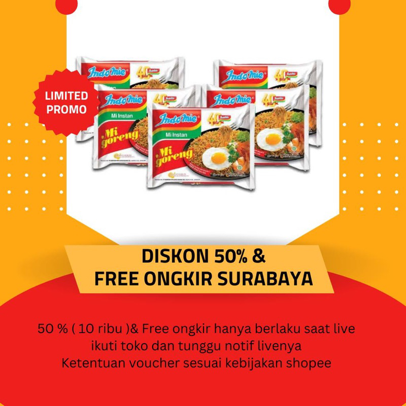 

[ DISKON 50% + Free ongkir ] Indomie 5 pcs