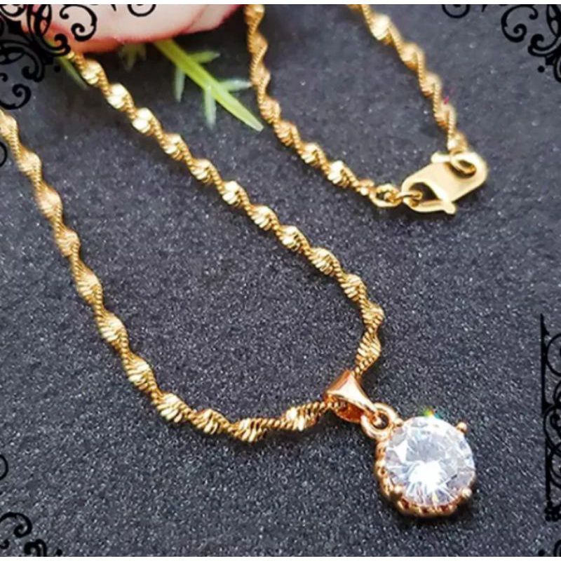 Kalung liontin mutiara emas mudah asli free surat