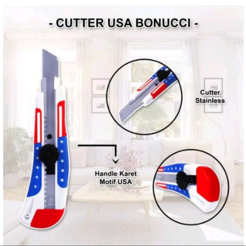 

Pisau cutter cuter tajam motif USA merk Bonucci