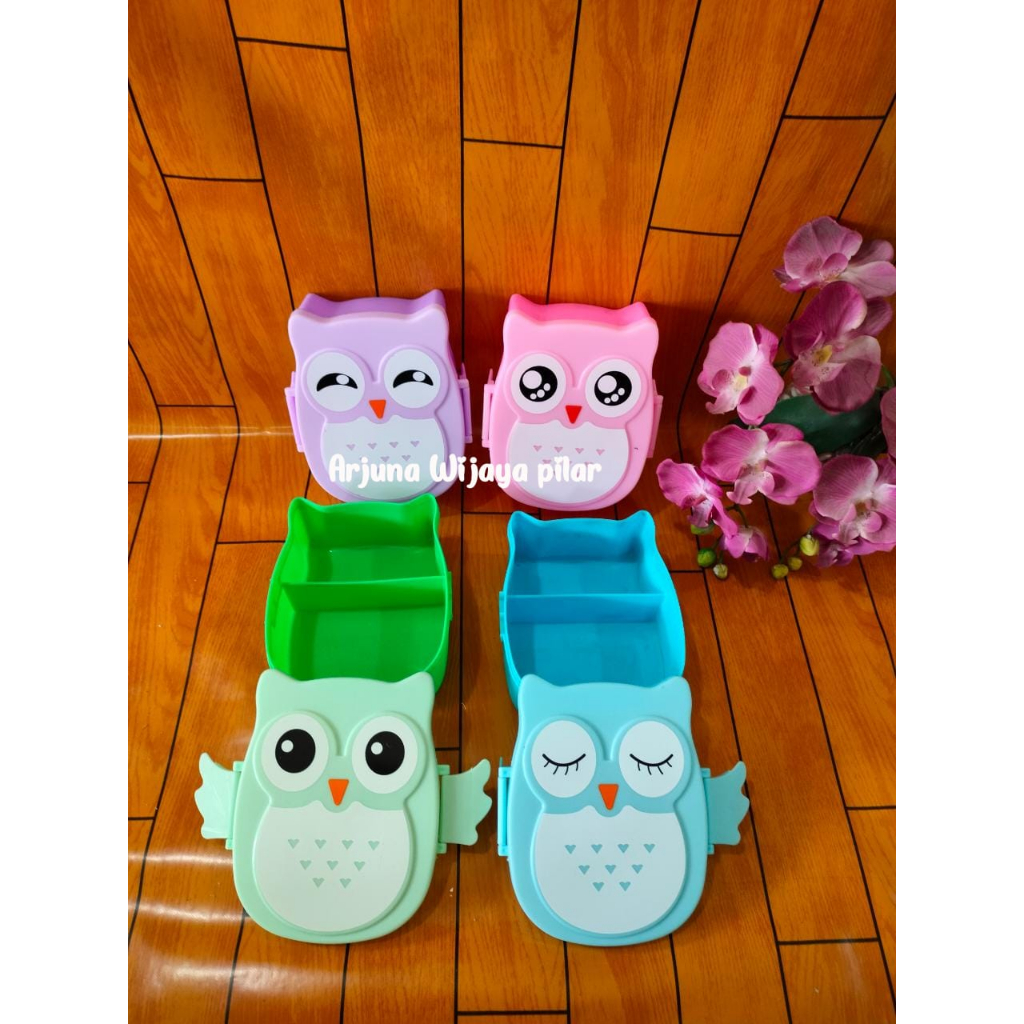 Lunch Box Owl 2 Sekat Kotak Makan Tempat Bekal Anak Burung Hantu FUKURO / Souvenir Ulang Tahun