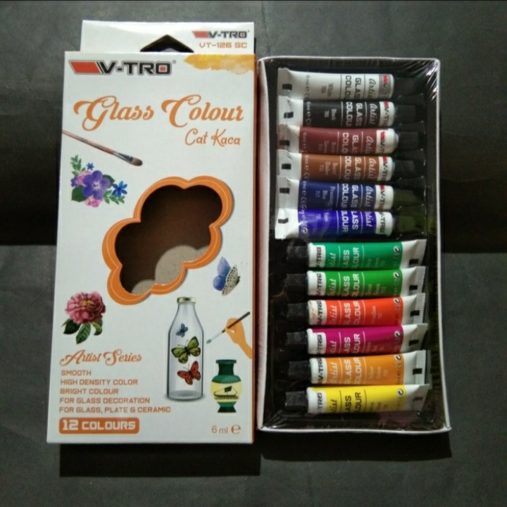 

cat kaca, glass colour, cat tanah liat (6ml) 12 warna