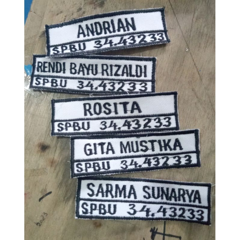 

Name Tag Bordir / Nama Pengenal Karyawan Spbu Pertamina / Bordir Nama / Name Teg Bordir