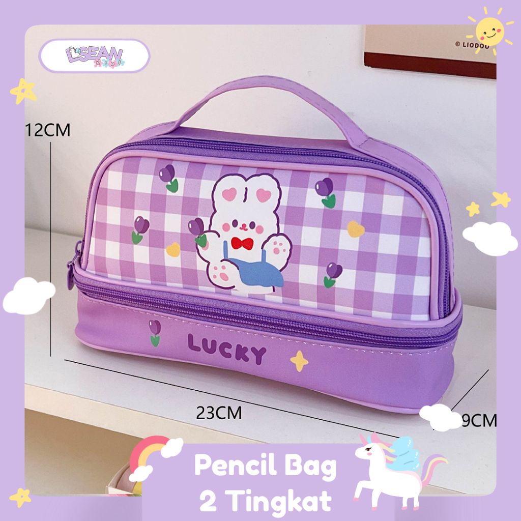 

PENCIL CASE DUA TINGKAT KAPASITAS BESAR CUTE KOREAN PENCIL BAG