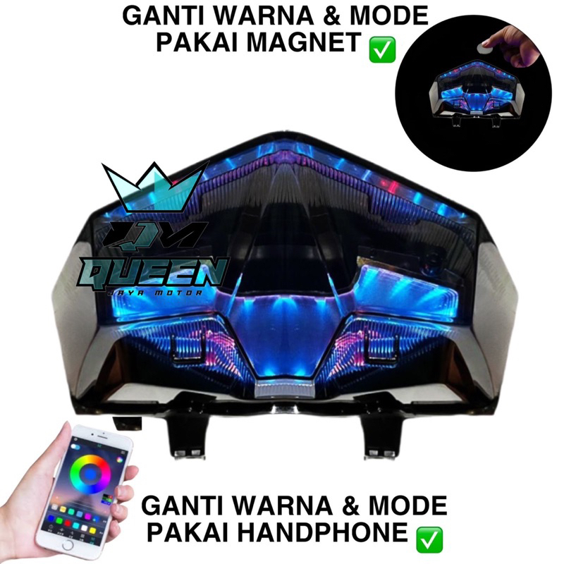 Stoplamp Vario 125 / 150 New Led Multicolor RGB Running Hp / Magnet Control Ganti Warna Dan Mode WD1