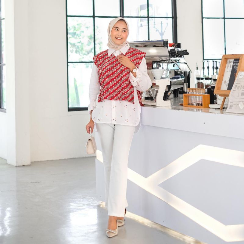 Vest batik cirebon|vest batik kawung |vest batik wanita