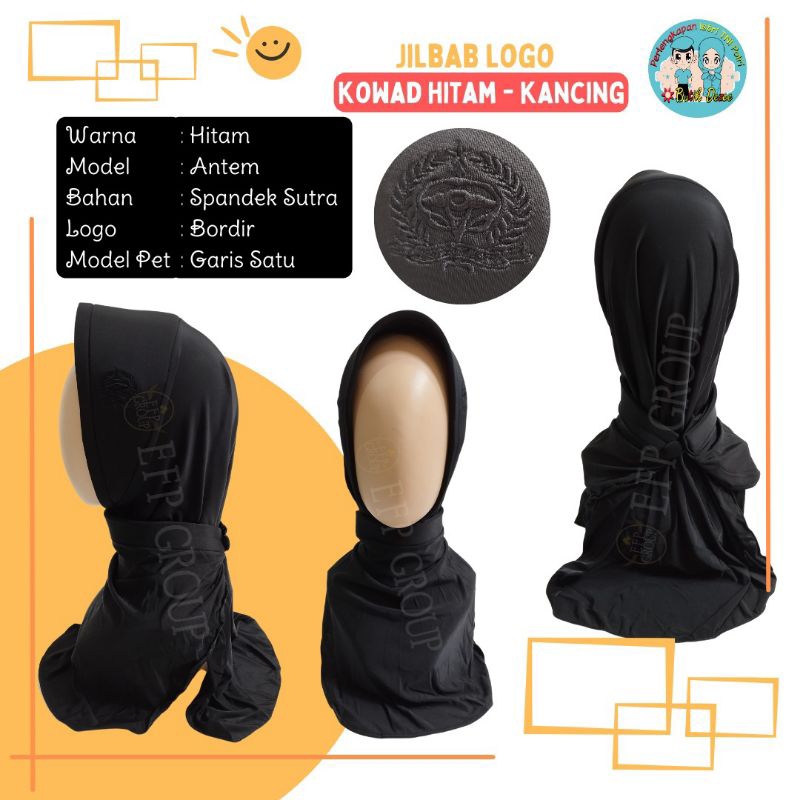 JILBAB LOGO KOWAD WARNA HITAM/HIJAU ARMY