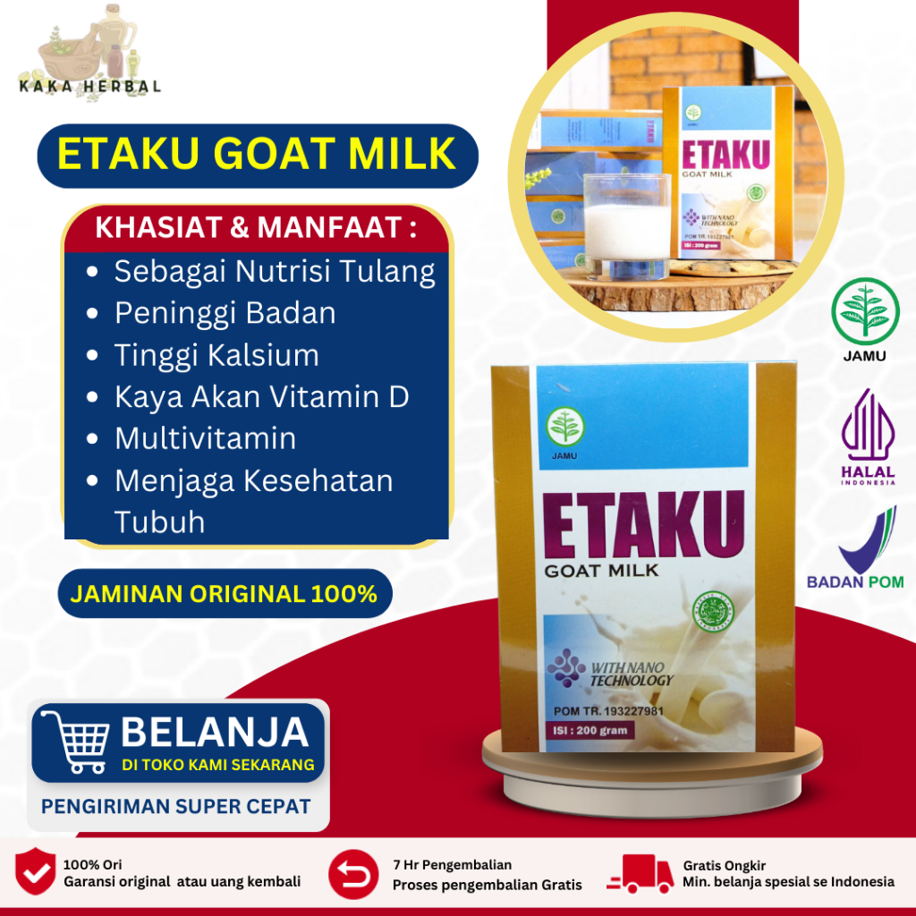 

WALATRA ETAKU - Solusi Masalah Tulang dan Sendi, Obat Osteoporosis, Nyeri Lutut, Obat Pinggang Linu, Susu Kambing Etawa Alami, Susu Asam Urat Rematik, Susu Pengeroposan Tulang, Susu Bubuk Murni Terbaik Termurah Terlaris Asli Original Halal MUI BPOM