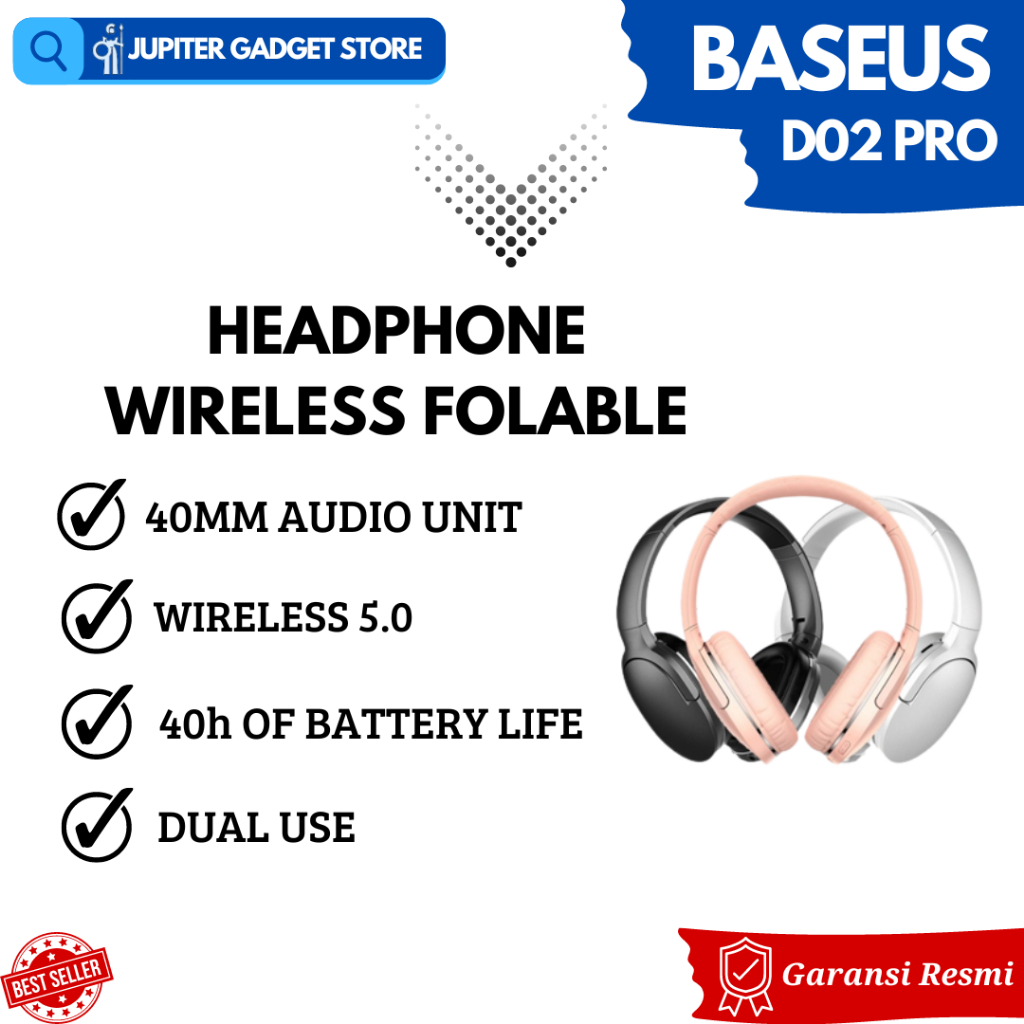 Baseus Encok D02 Pro Foldable Headset Bluetooth Wireless Headphone