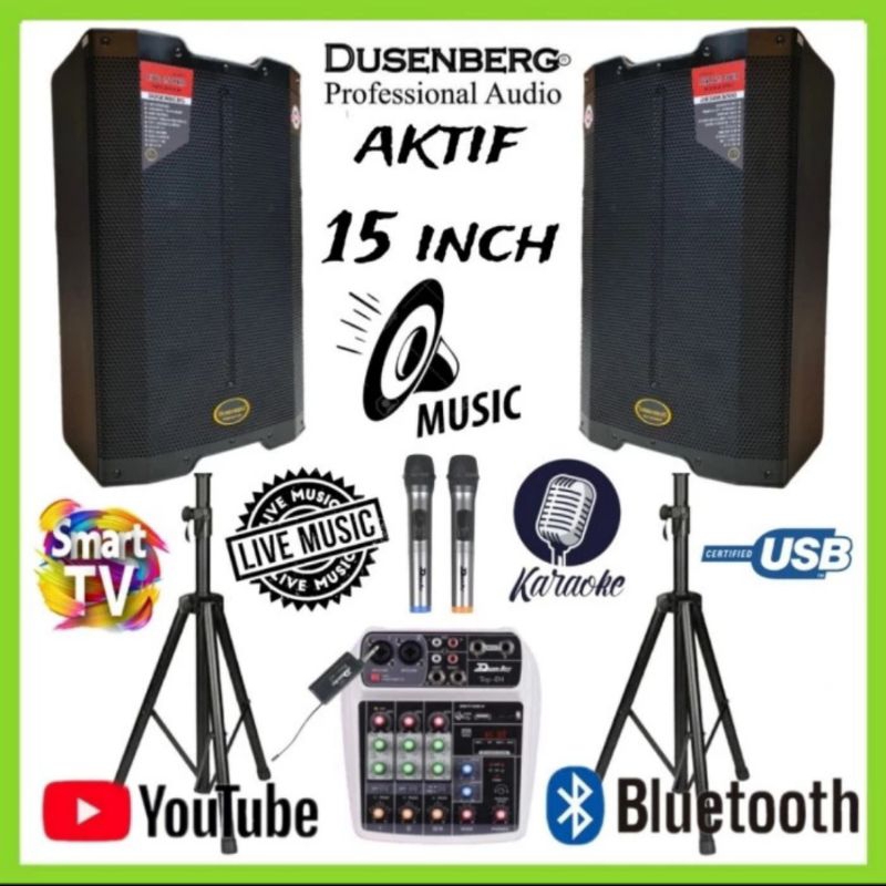 Paket sound sistem speaker aktif 15 inch bluetooth karaoke smart tv