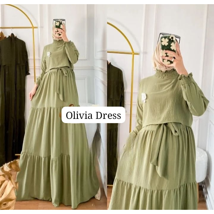 Dress wanita olivia dres bahan crinkle airflow dres kekinian terbaru termurah trendy 2023