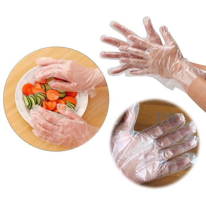 Sarung Tangan PLASTIK Glove ISI 100 Per 1 Pack Disposable Plastic Gloves Sekali Pakai Bening Polos Transparent Transparan cocok untuk bikin kue masak usaha