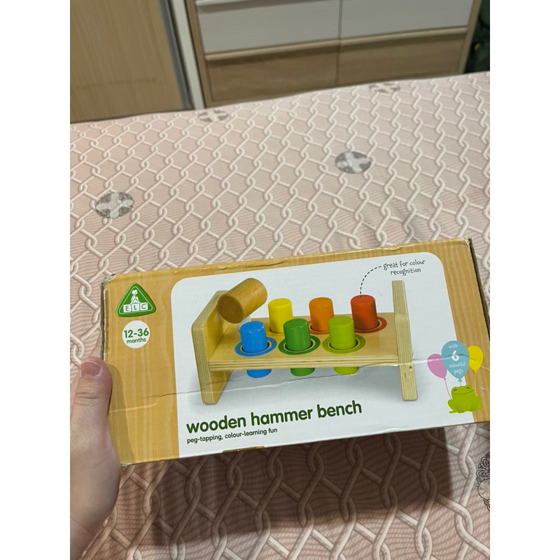 wooden hammer bench mainan pemukul untuk anak elc preloved