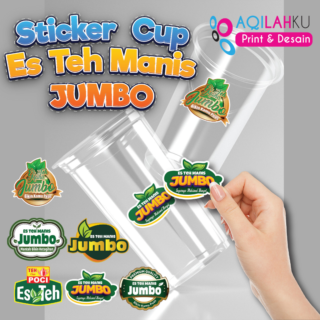 

Stiker label cup es teh Manis Jumbo | 1 Pack isi 50/60 pcs Ready Stock