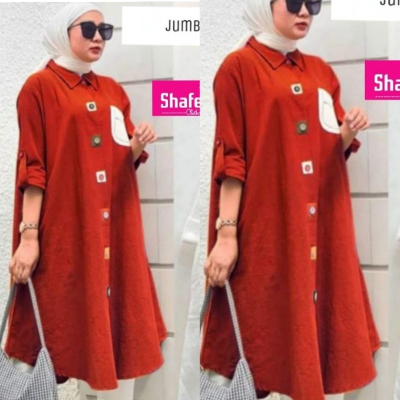 Marbel Tunik Atasan Wanita Jumbo LD 100 130 Terbaru Kekinian Tunik Kemeja Wanita Jumbo  Bahan Katun 