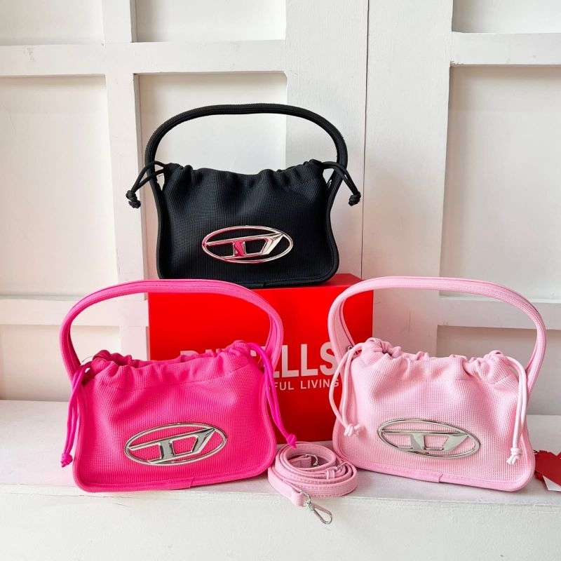 Tas selempang jinjing hitam pink diesel