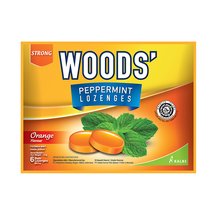 

Woods Lozenges Box Orange + Vitamin C 15's Sachet Kalbe / Permen Pelega Tengorokan