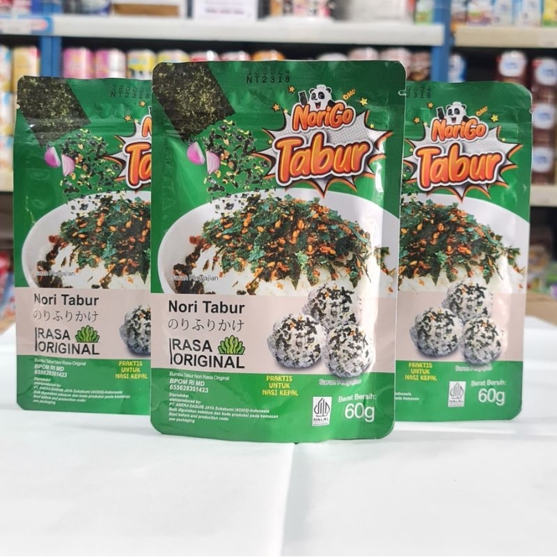 

NoriGo Bubuk Nori Ori Tabur 60gr/Nori Tabur rasa Original/Rumput laut tabur