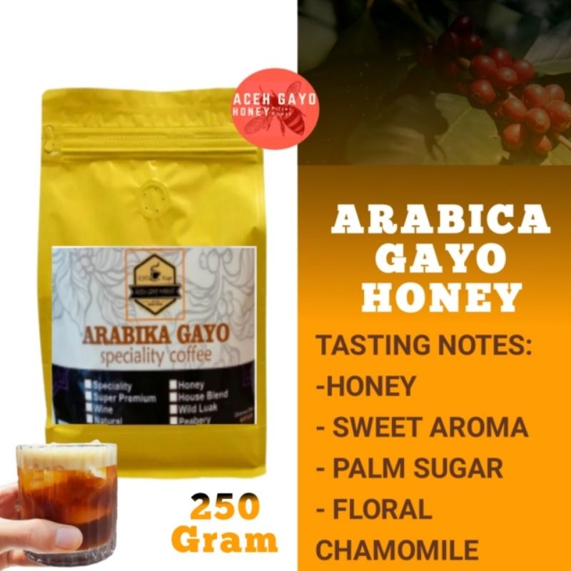 

KOPI ARABICA ACEH GAYO HONEY PROCES 250gram BUBUK HALUS BIJI HITAM SANGRAI ARABICA GAYOH TAKENGON TER MURAH OLEH-OLEH KHAS DARI TANAH RENCONG ACEH.