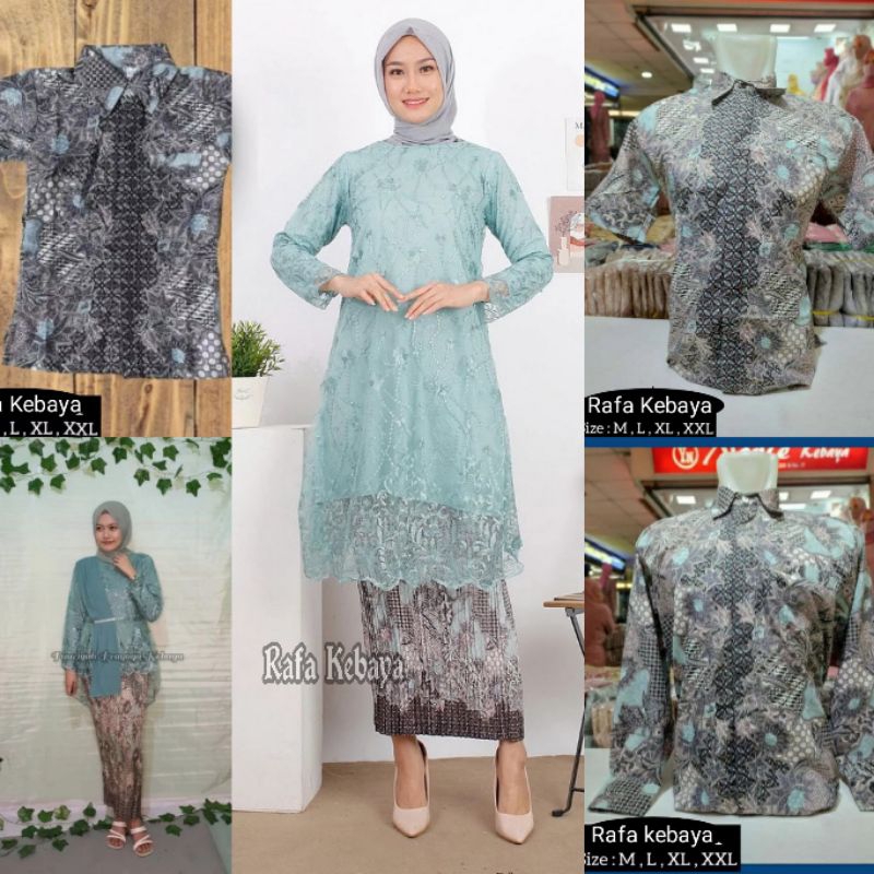 SET KEBAYA COUPLE TUNIK WARDAH/ BAJU BATIK COUPLE / COUPLE KEBAYA MODERN