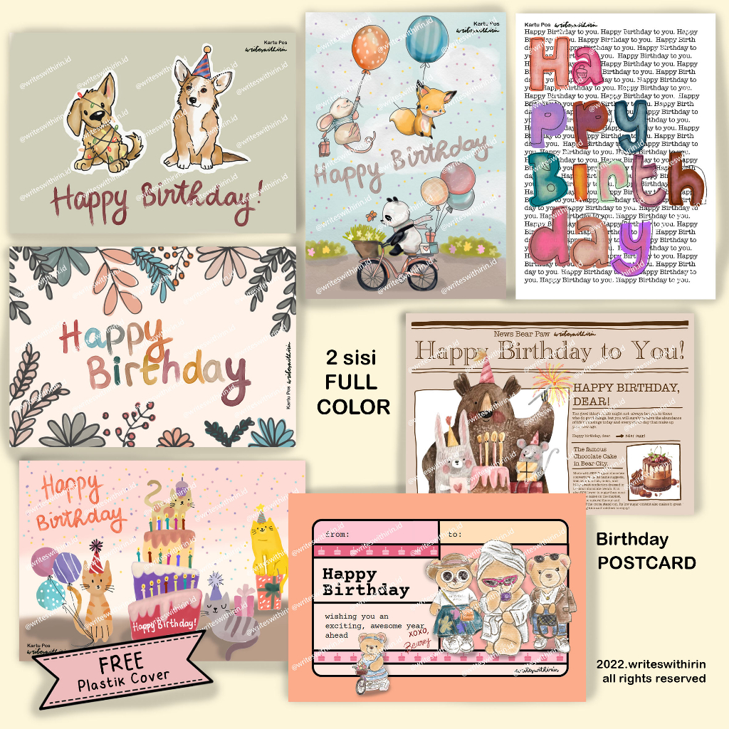 

(writeswithirin) Kartu Pos/ Postcard/ Post Card/ Penpal Birthday/ Ulang Tahun