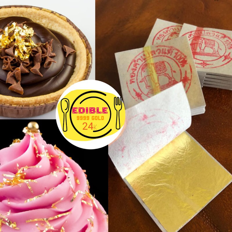 

50 lembar edible gold leaf/pradamas/cap gajah thailand/kertas emas 24k/kertas kimpo/gold leaf/topping emas