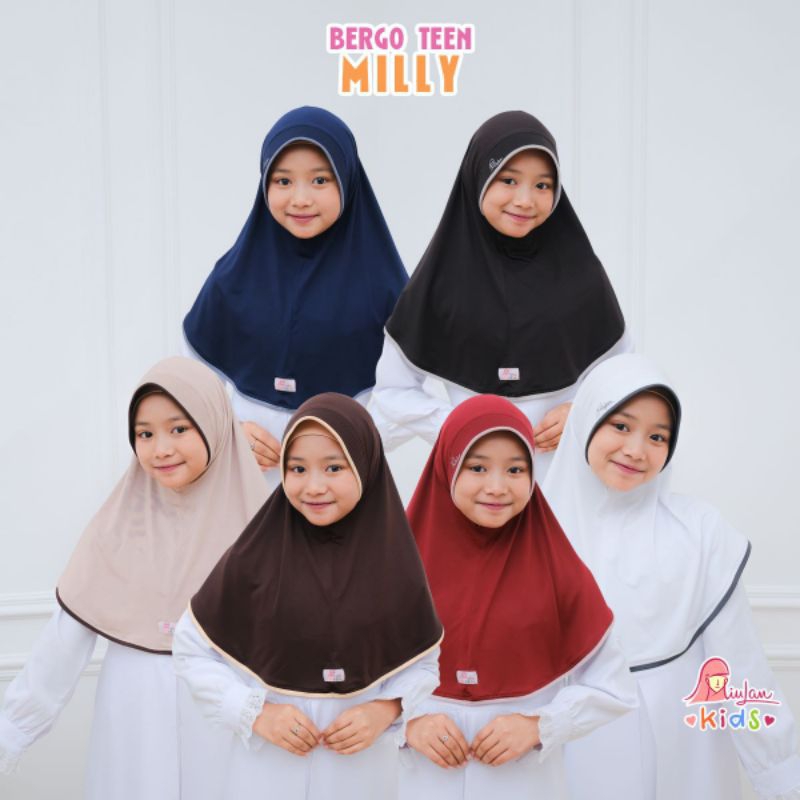 Bergo Teen Milly Miulan Kerudung Sekolah Anak Polos Adem Murah Terlaris
