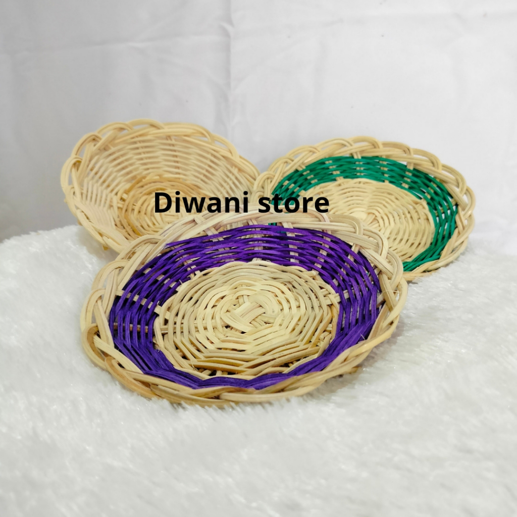 Piring rotan D15 cm/ Piring ayaman rotan/ Piring Anyaman Rotan Asli Cantik Unik warna murah/Piring A