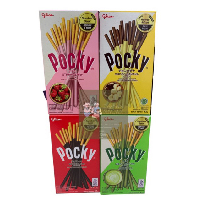 

POCKY BISKUIT STIK / POCKY COKELAT / POCKY CHOCO BANANA / POCKY STRAWBERRY / POCKY MATCHA / POCKY BISKUIT STIK PACK 33-47GR