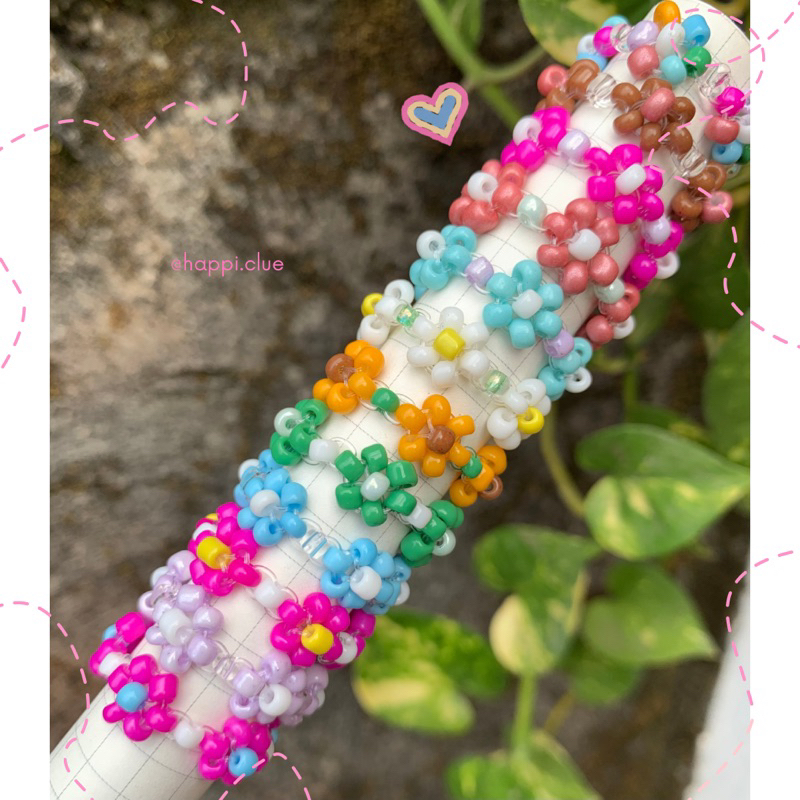 cincin mani-manik | cincin manik-manik daisy warna-warni | cincin lucu | cincin aestetik | cincin di