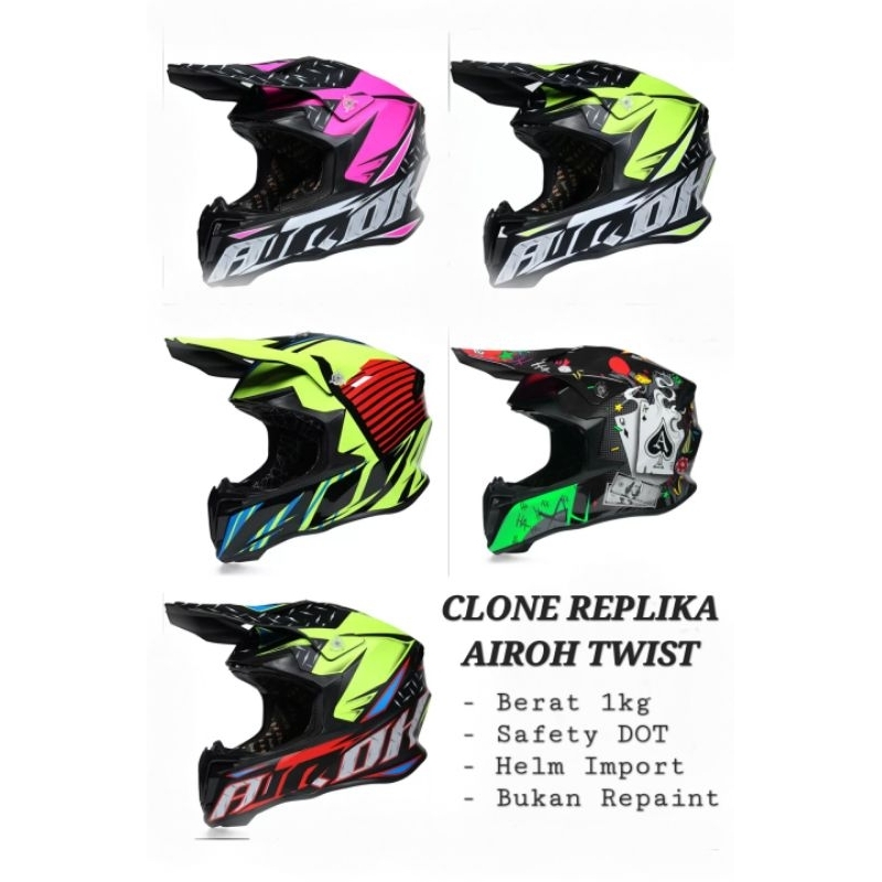 READY STOK  AIROH TWIST REPLIKA CLONE HELM TRABAS ENDURO SUPERMOTO KLX CRF WR KTM HUSQ KX YZ JPX
