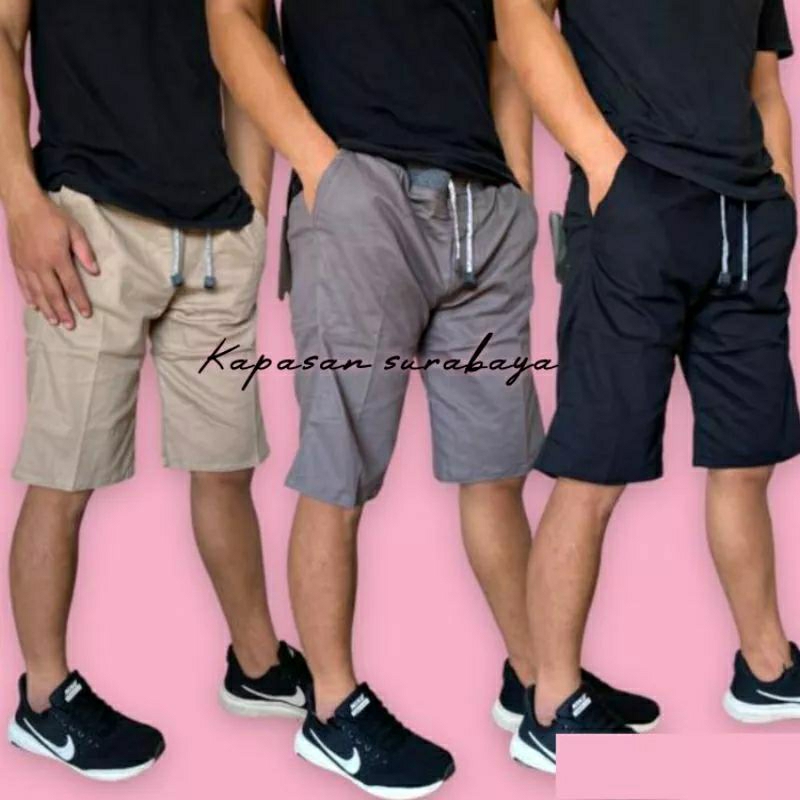 Celana Chino Pendek Stretch Pria Pinggang Karet  27-38
