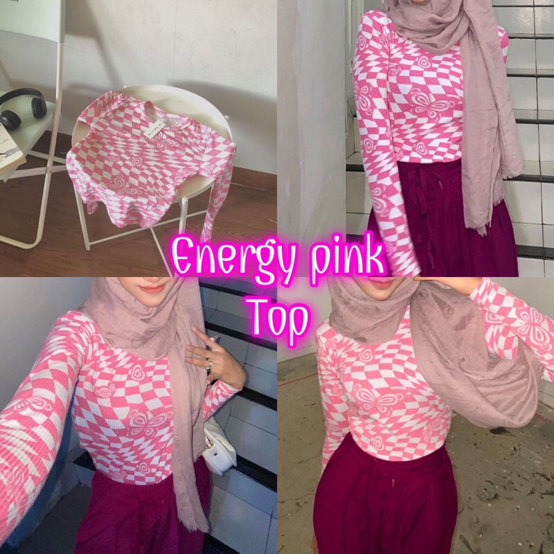 RIBBED TOP PINK/ BAJU WANITA KEKINIAN/ CROP WANITA/
