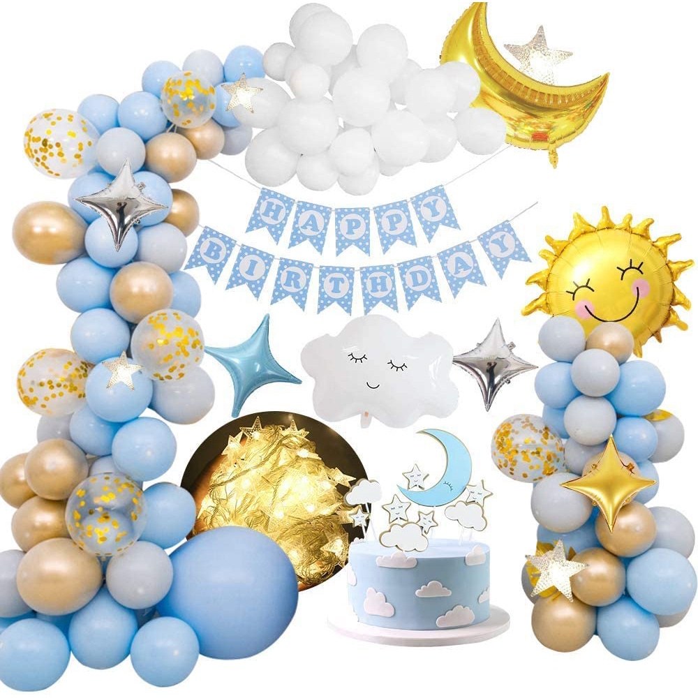 Set Balon Selamat Ulang Tahun Balon Lateks Tema Langit