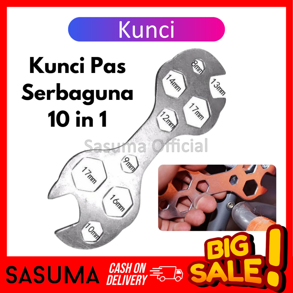 SASUMA Kunci Pas 10 IN 1 Sepeda Kunci Serba Guna